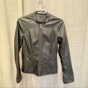 LAST CHANCE Black Vegan Leather Moto Jacket - small